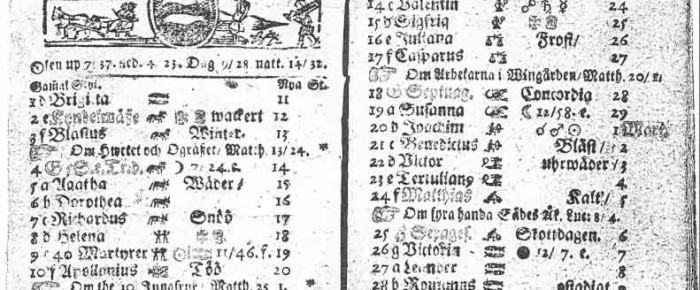 Helgdagar på latin och den svenska kalendern