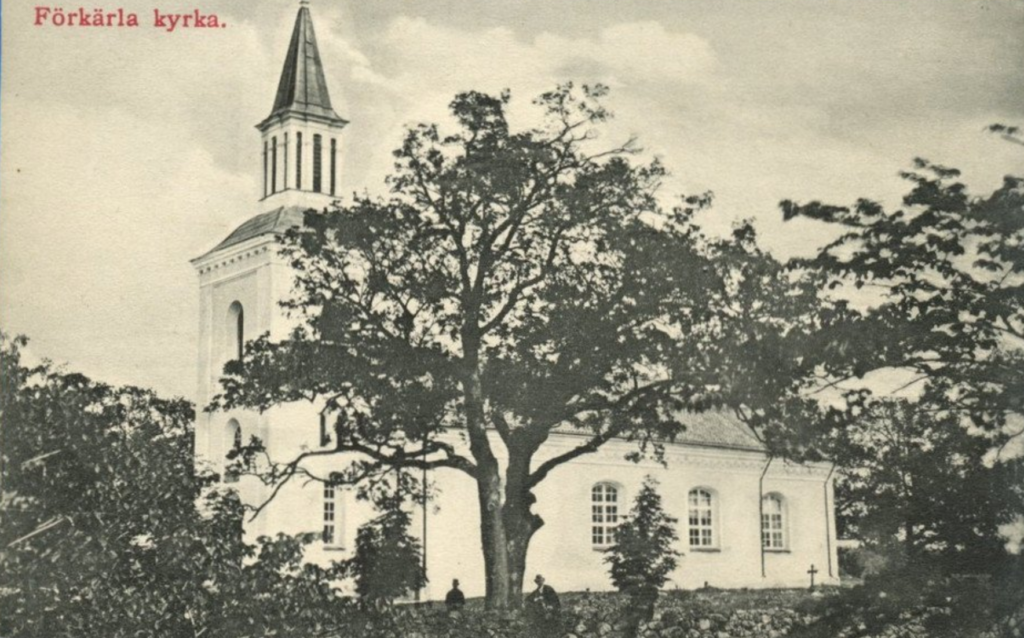 Förkärla kyrka på äldre vykort